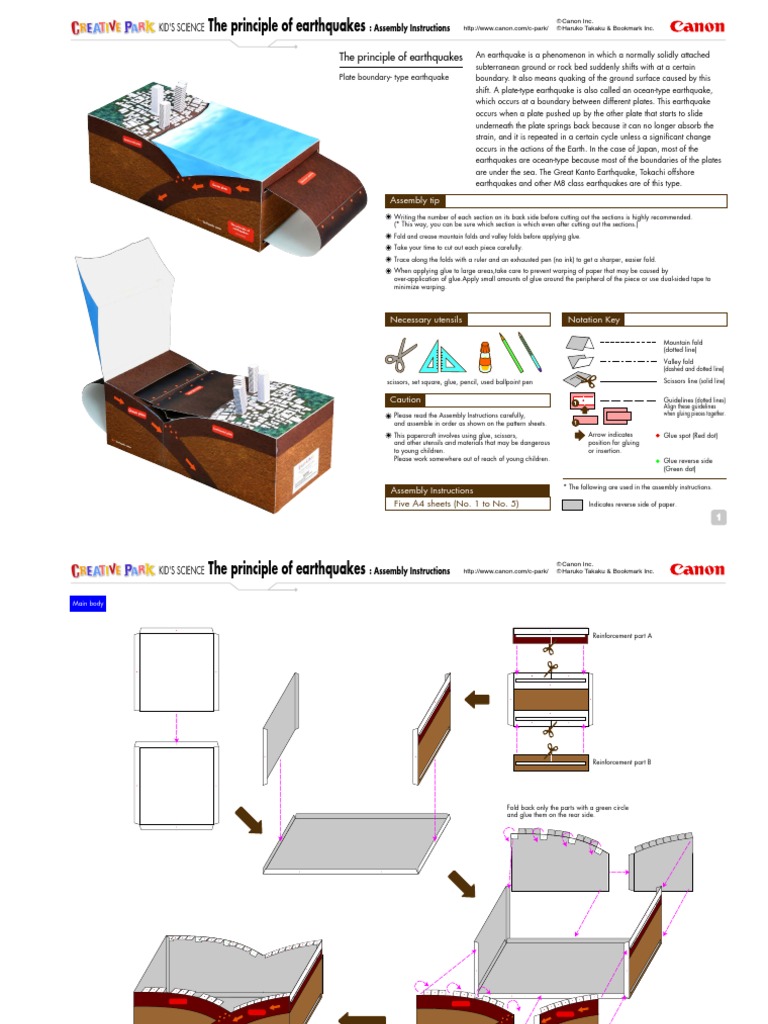 Earthquake Instructions | Plate Tectonics | Adhesive