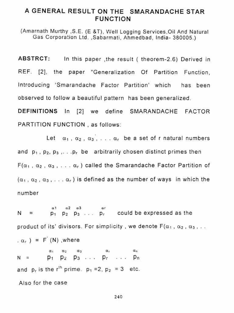 Generalized Smarandache Star Function | PDF | Combinatorics ...