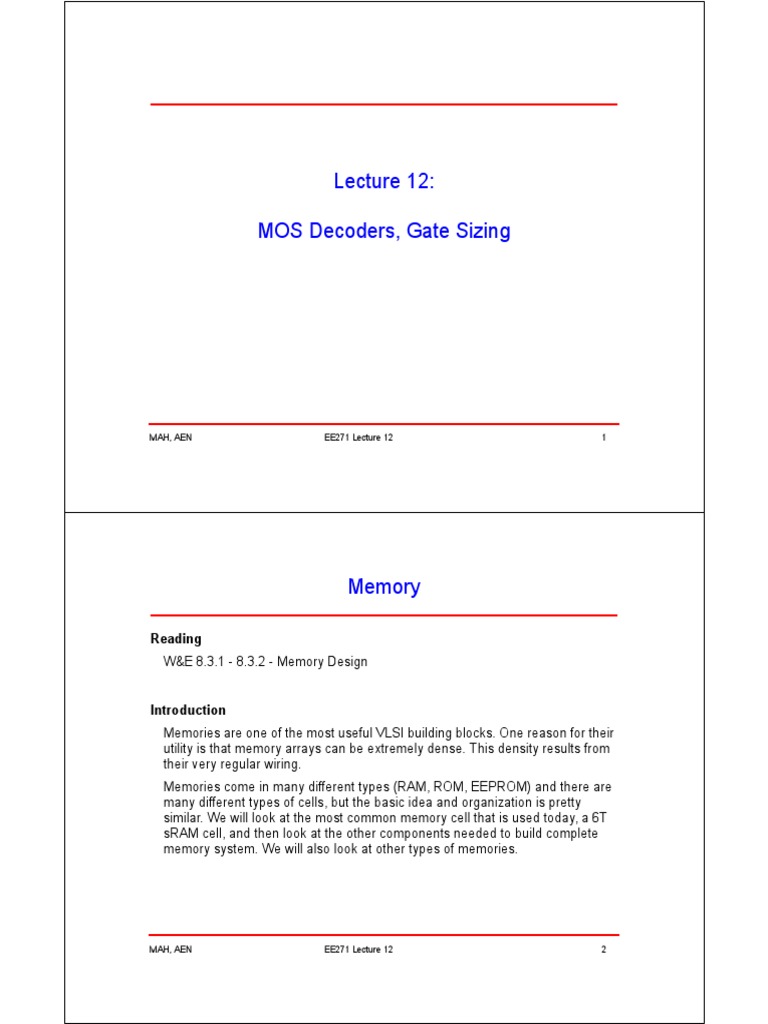 MOS Decoders, Gate Sizing: Reading | PDF | Electronics | Computer Hardware