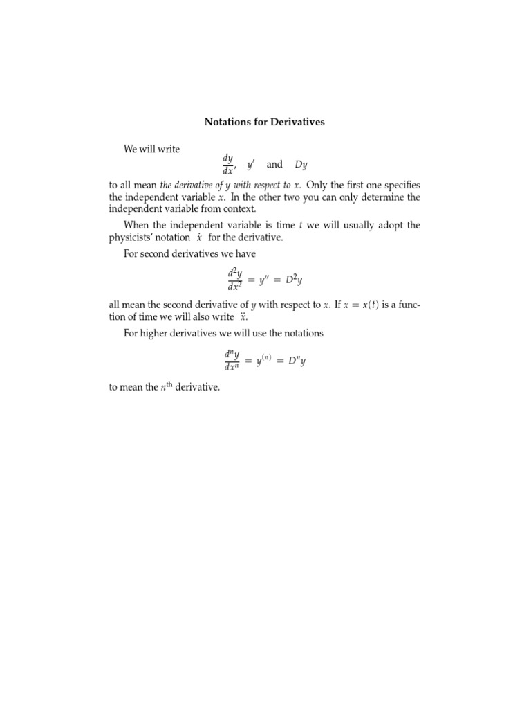 Derivative Notation Overview | PDF | Teaching Methods & Materials