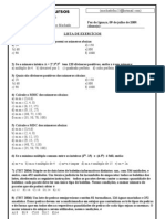 Encontro 1 Lista de Exercicios de Matemática-09-07-09