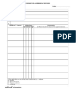 Formative Assessment Sheet