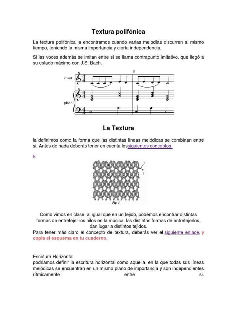 Textura Polifónica y Contrapunto | PDF | Elementos de la música ...