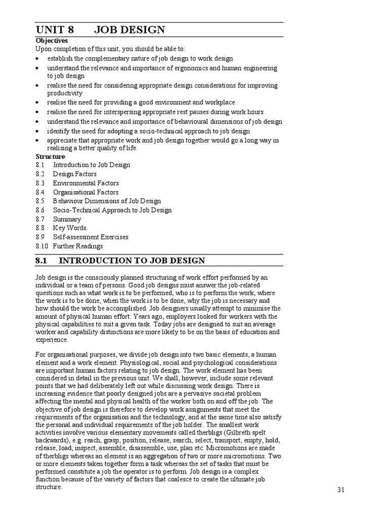 Job Design: Enhancing Work Efficiency | PDF | Human Factors And ...