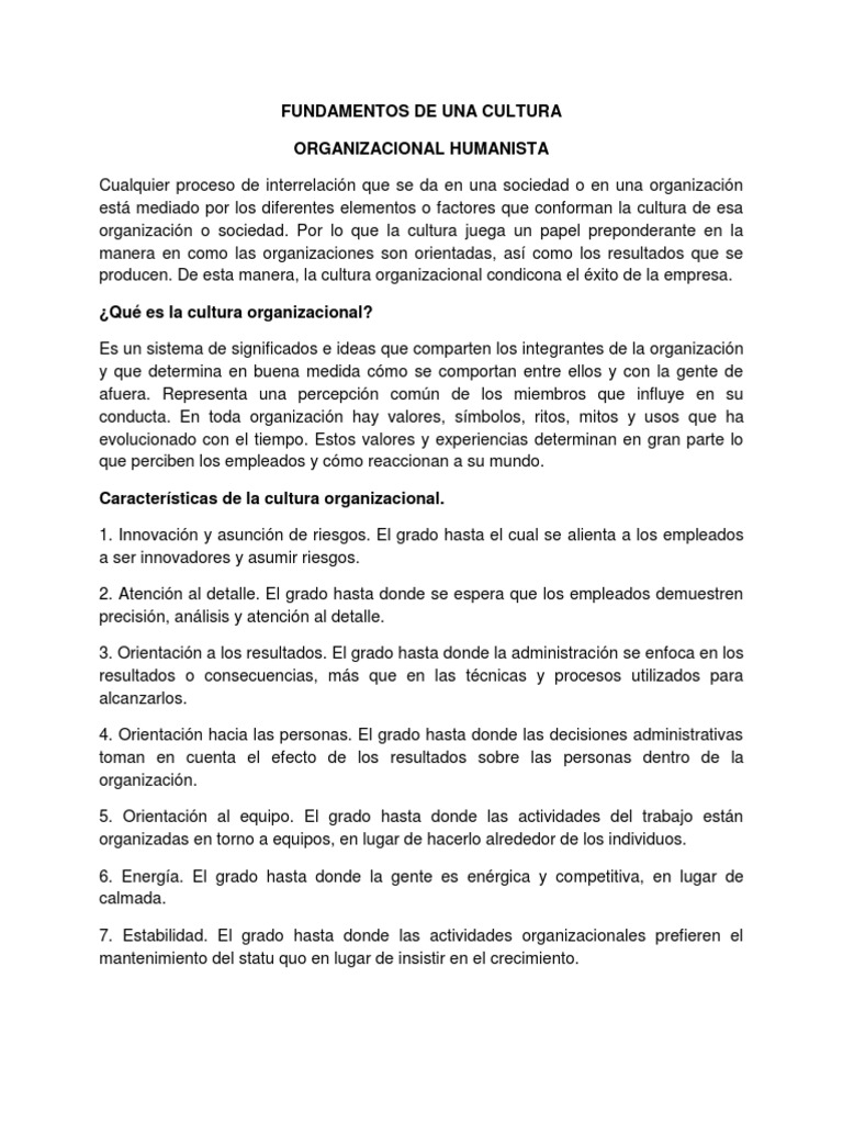 Fundamentos de Una Cultura | PDF | Cultura organizacional | Comportamiento