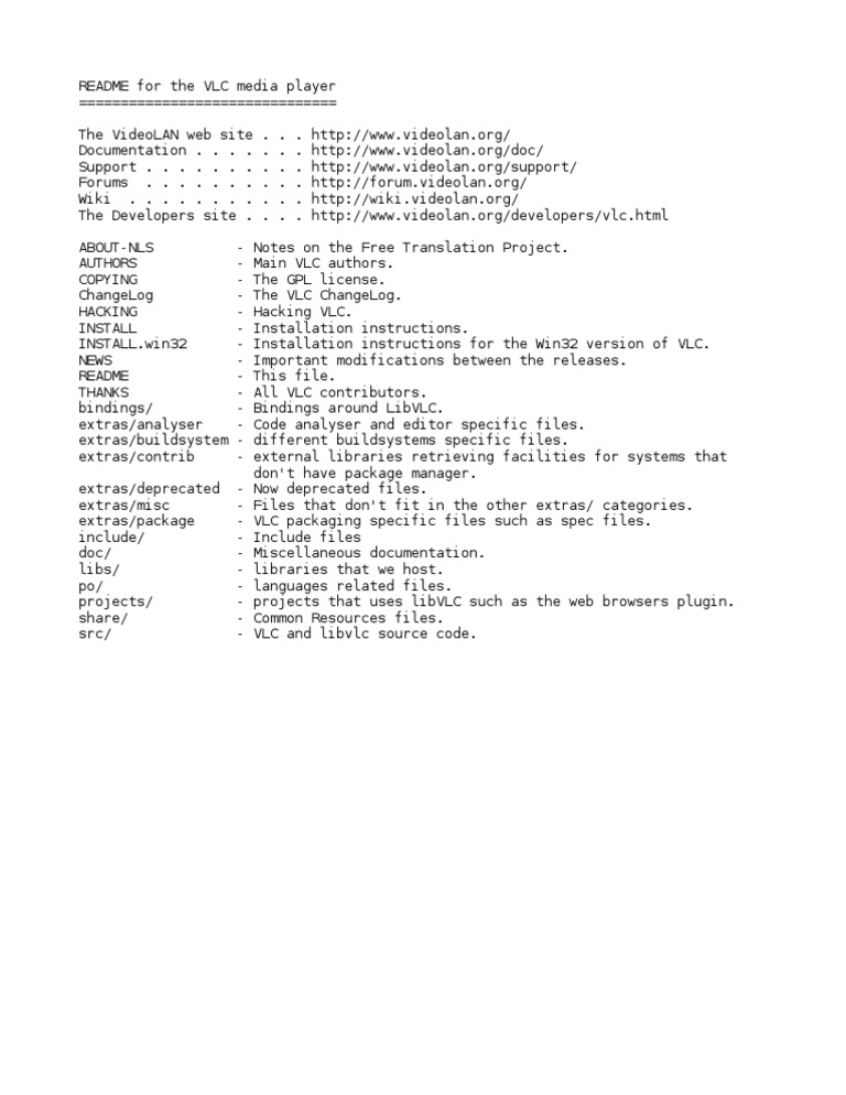 VLC Media Player README Overview | PDF | Computers | Technology ...