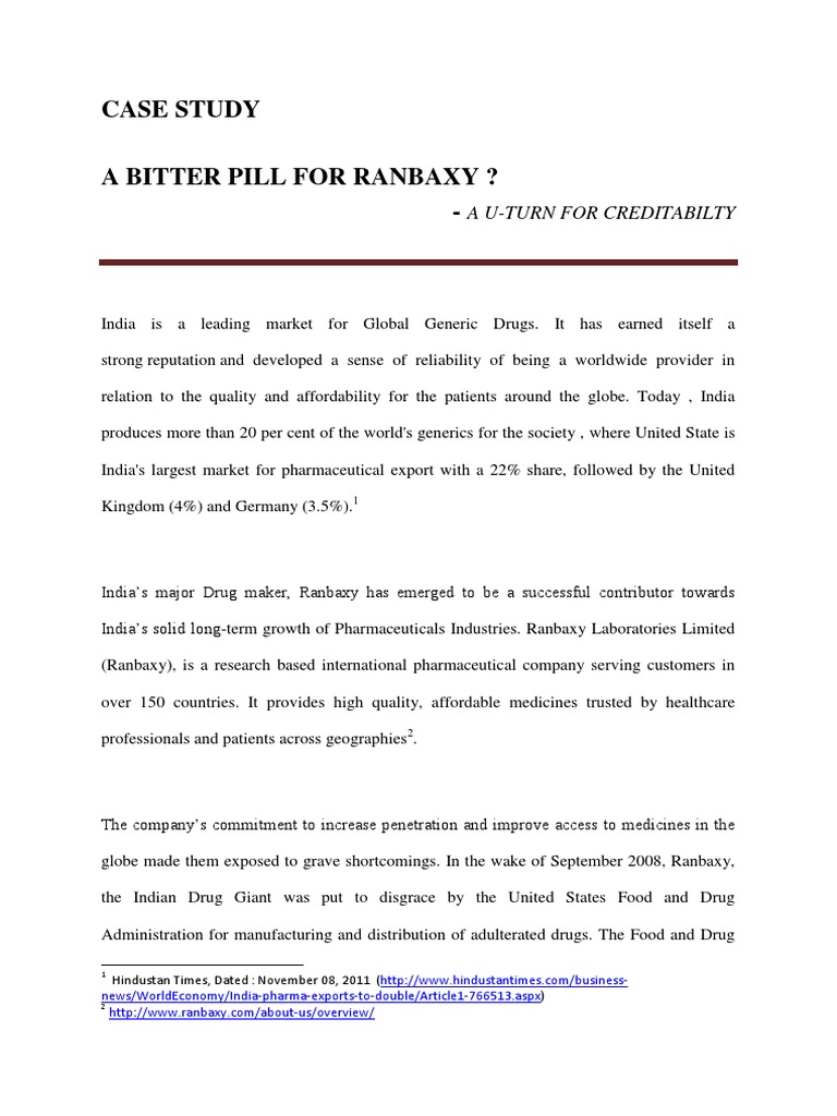 Case Study Pharmaceutical Drug Food And Drug Administration Free