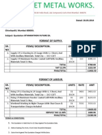 Format of Supply. SR. NO Items/ Description. Units Rate AMT