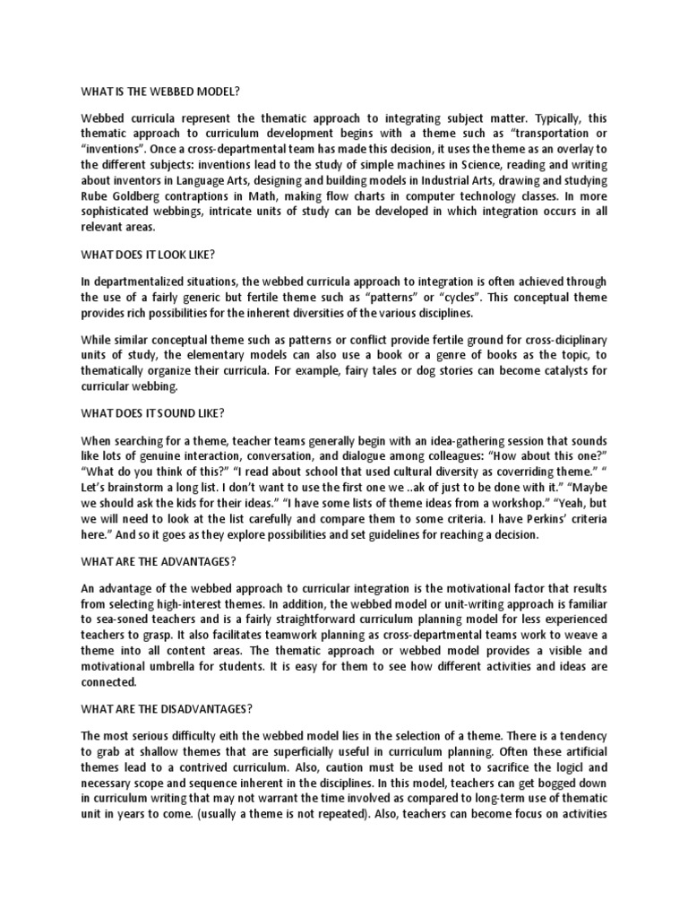 Understanding the Webbed Curriculum Model | PDF | Career & Growth | Art