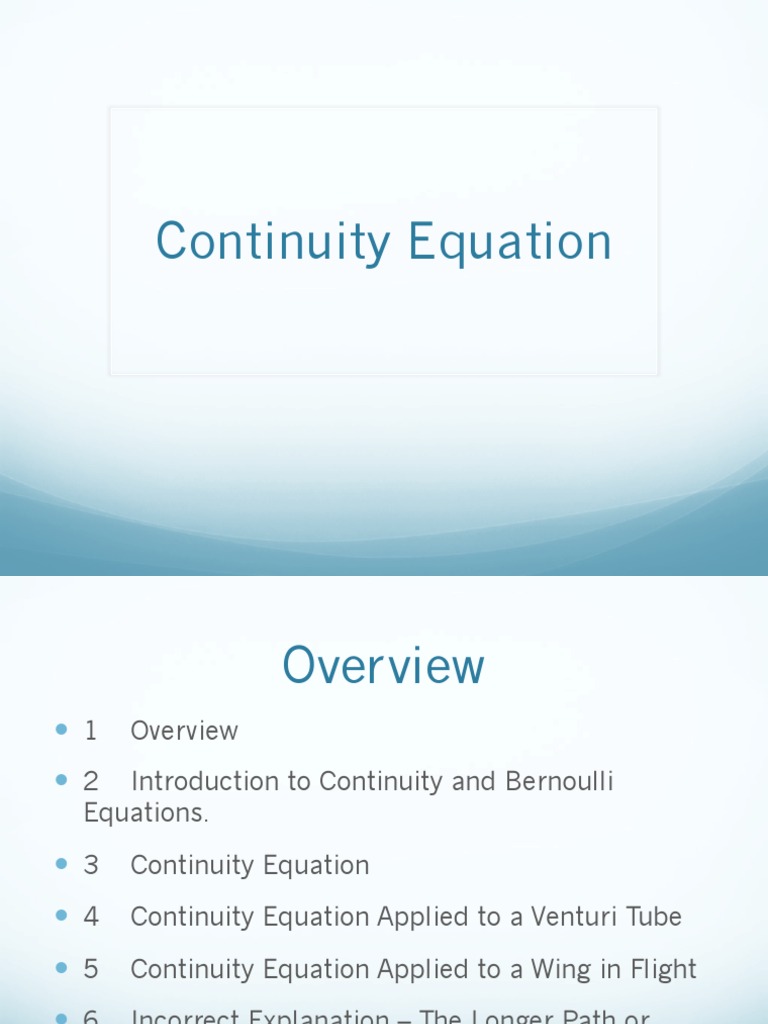 Continuity Equation | PDF | Wing | Aerodynamics