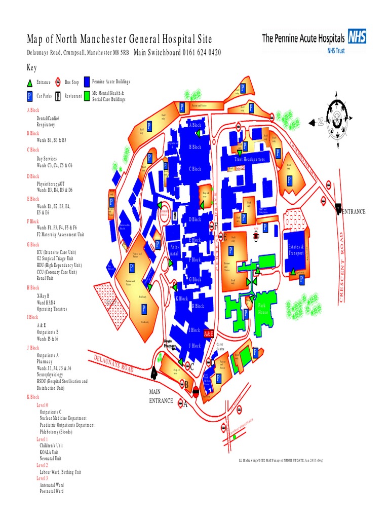 North Manchester Hospital Map Finalmapofnmgh Updatejan 2013 Model | Pdf