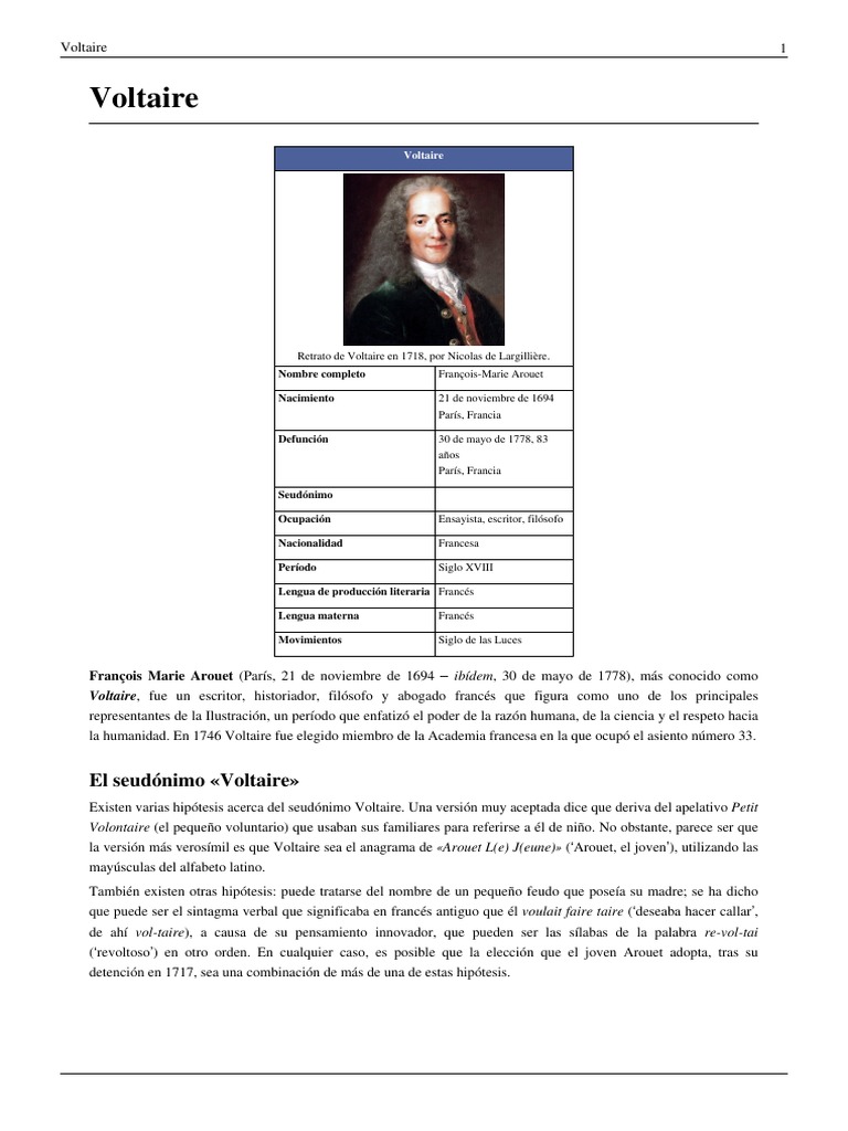 Biografía de Voltaire: Vida y Legado | PDF | Voltaire | Science