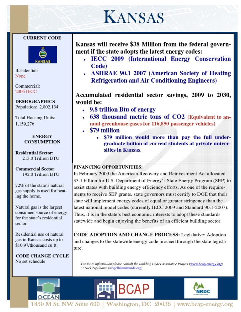 Kansas Energy Code Adoption Benefits | PDF | Efficient Energy Use | Hvac