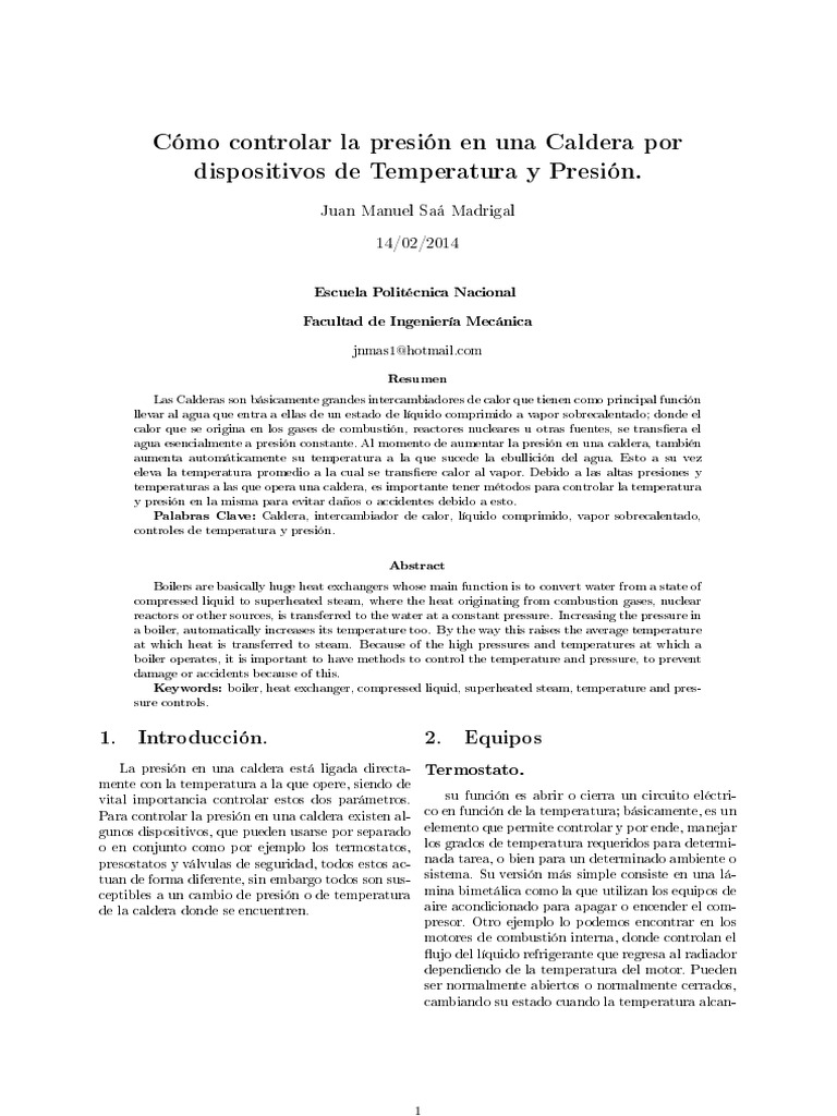 Control de presión en calderas industriales | PDF | Tecnología ...