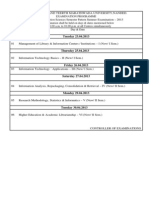 Time Table For Professional Courses Summer Examintion 2013