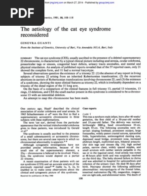 The Aetiology Of The Cat Eye Syndrome Reconsidered Congenital Disorder Cytogenetics