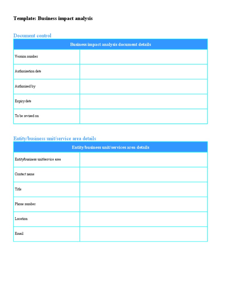 Business Impact Analysis Template | PDF | Business