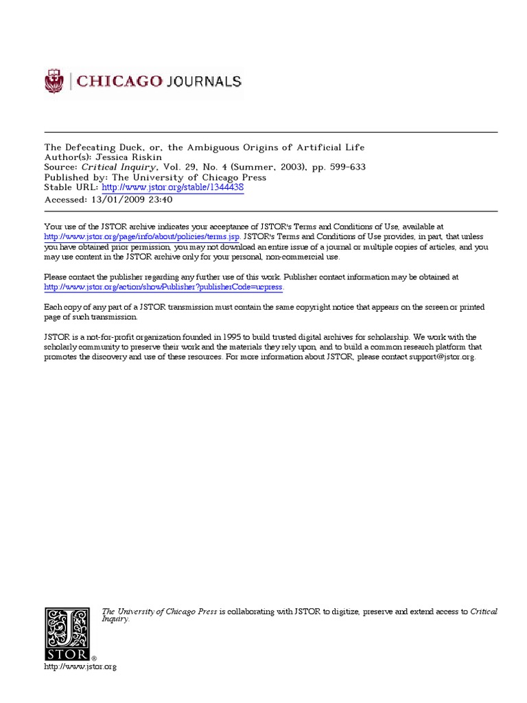 Jessica Riskin The Defecating Duck | PDF | Flute | Machines