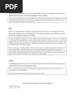 HR Executive Position Cover Letter Sample