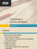 Training & Development: Lecture # 2