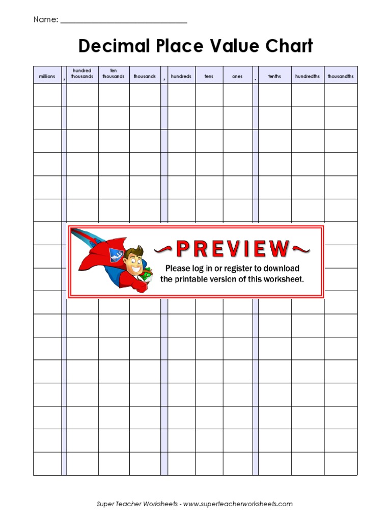 Decimal Place Value Chart | PDF | Teaching Methods & Materials | Home ...