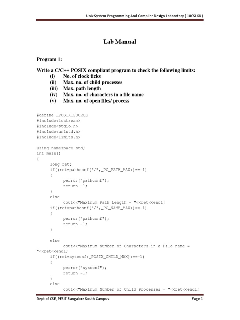 USP Lab Manual | PDF | Unix | C (Programming Language)