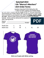 Marcus's Marchers T-Shirt Order Forms 2014