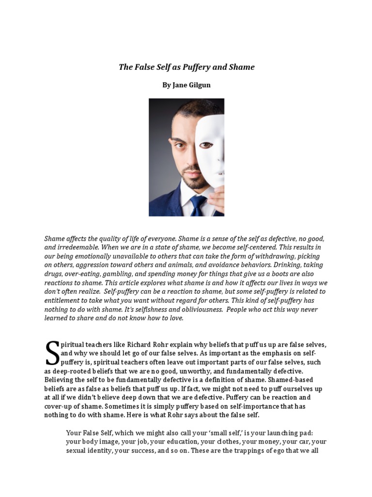 False Self and Self-Puffery Explained | PDF | Shame | Self