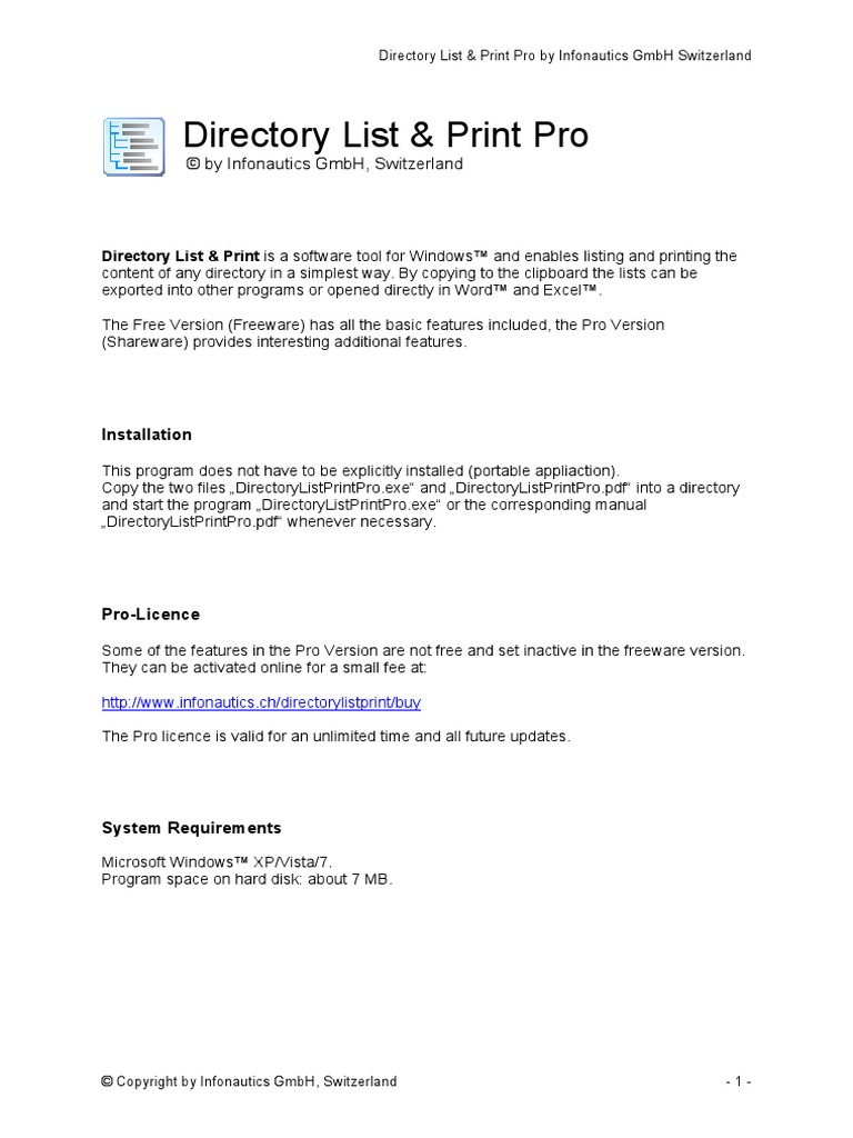 Directory List Print Pro | PDF | Computer File | Directory (Computing)