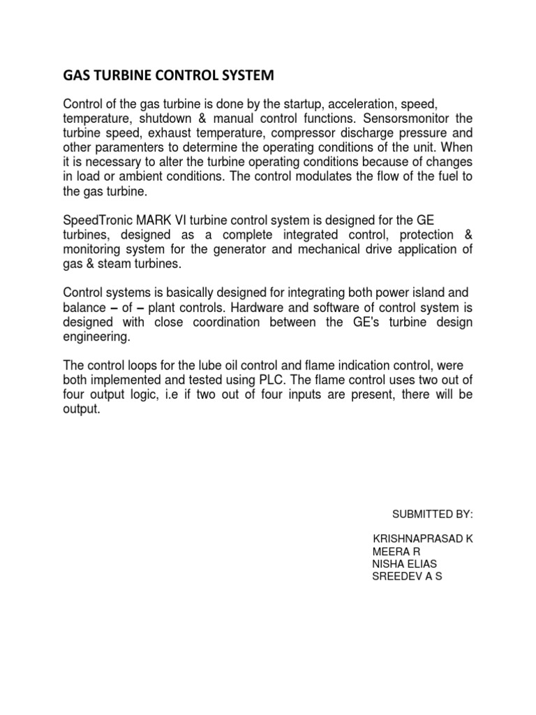 Gas Turbine Control System | PDF