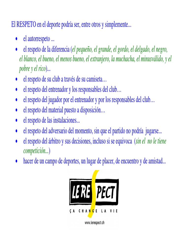 El Respeto en el Deporte y su Importancia | PDF