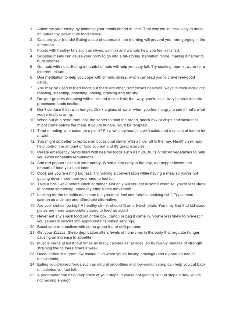 100 Weight Loss Tips Pdf Eating Dieting