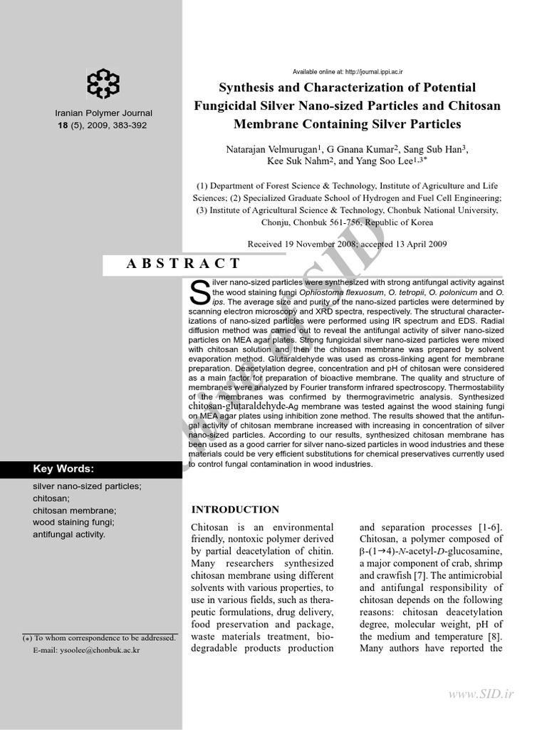 Antifungal Chitosan-Silver Membranes | PDF | Silver | Nanoparticle
