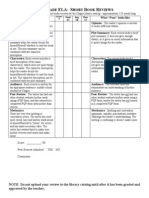 Short Book Review Rubric & PQP Form