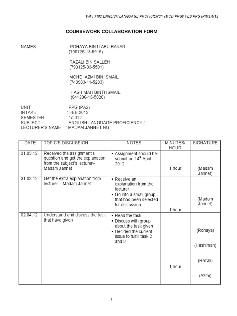 English Language Proficiency Coursework | PDF