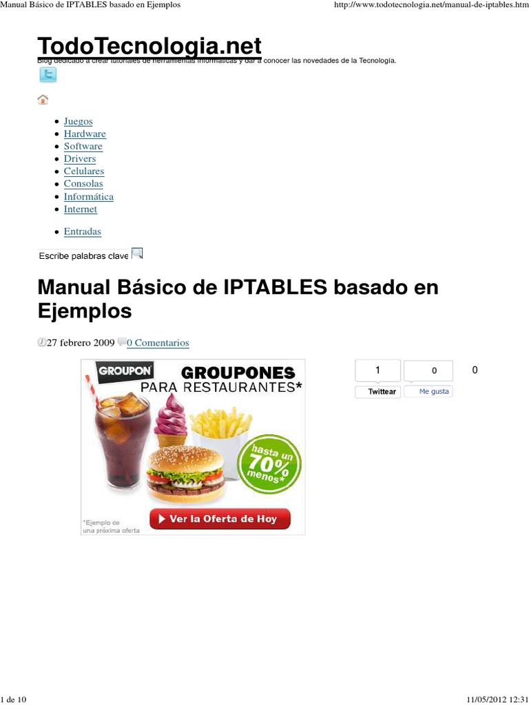 Manual Básico de IPTABLES Basado en Ejemplos | PDF | Cortafuegos ...
