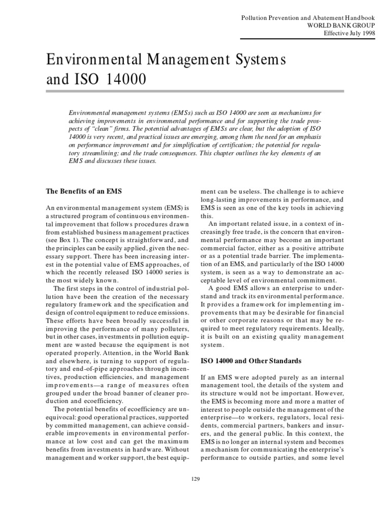 Benefits of Environmental Management Systems | PDF | Audit | Business