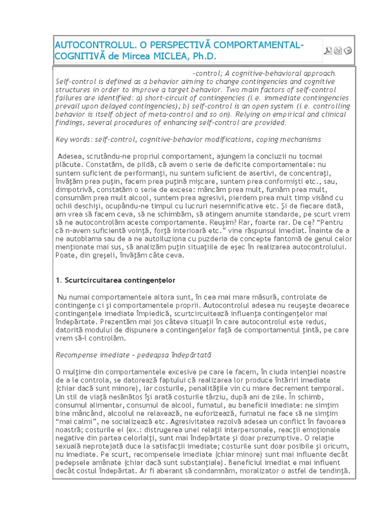 Despre Autocontrol | PDF