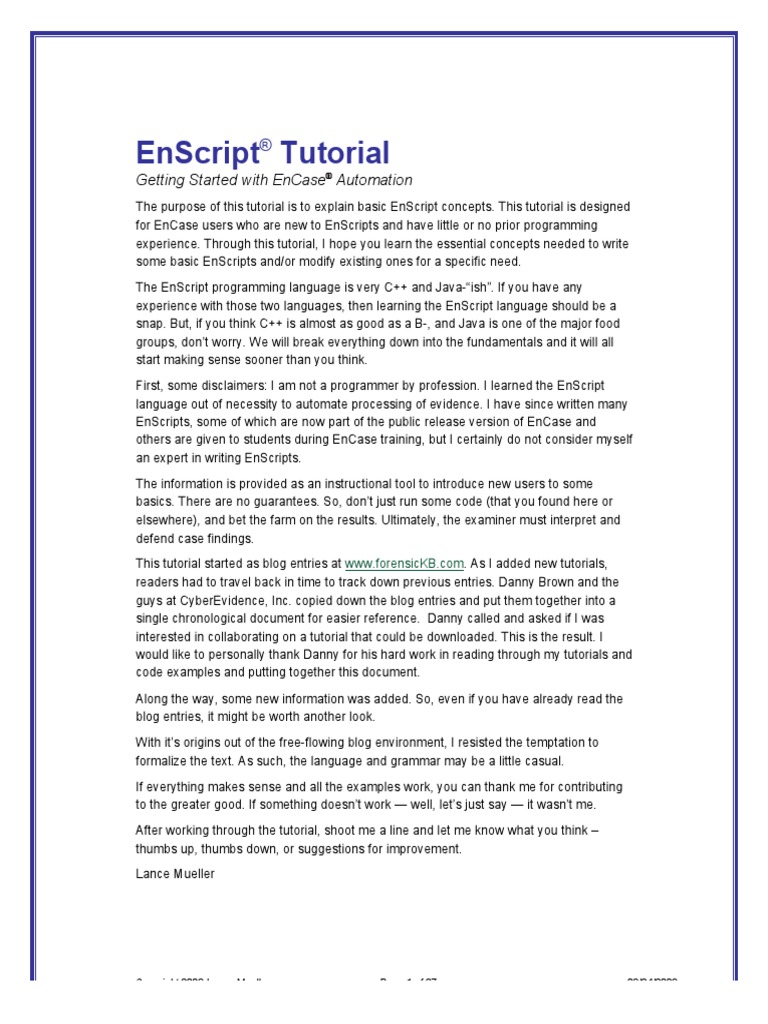EnScript All Tutorial Document | PDF | Spreadsheet | Computer File