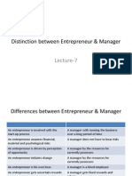 Distinction Between Entrepreneur & Manager