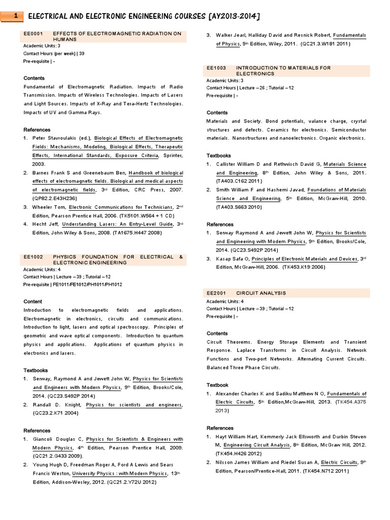 Electronics Course Outline 2013-2014 | PDF | Electronic Circuits ...