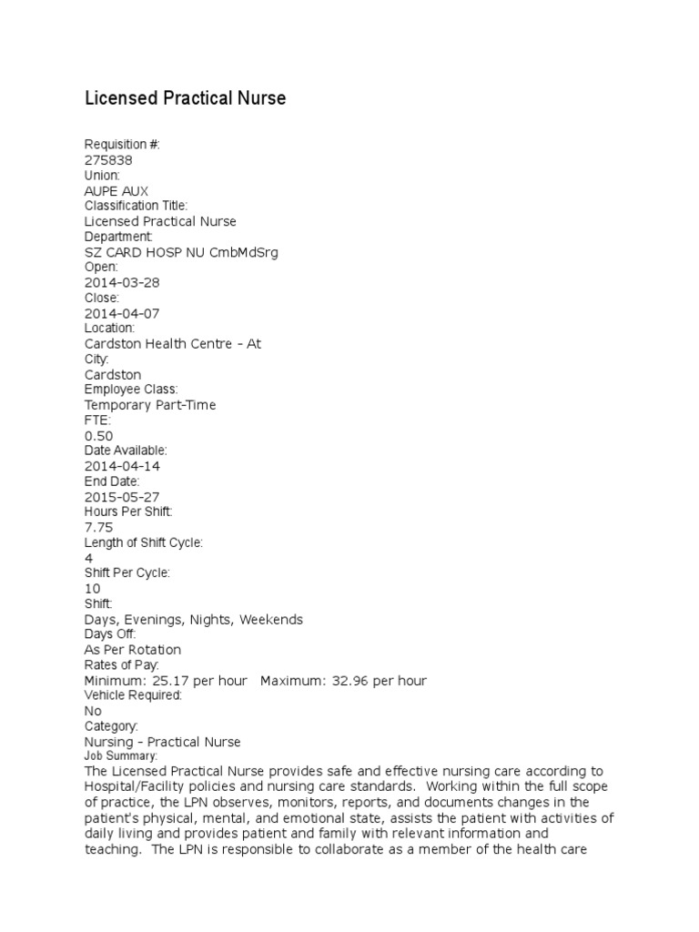 LPN Job Posting PDF