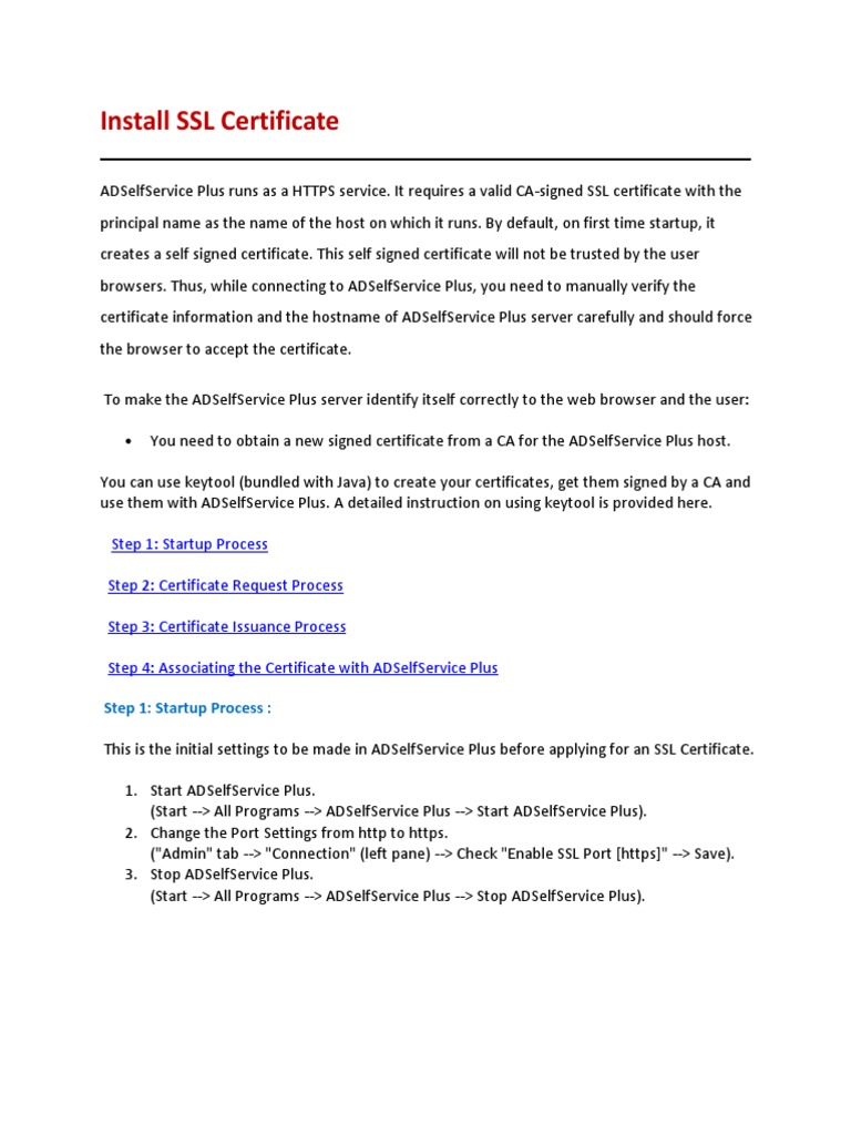 Adselfserviceplus Install Ssl Certificate Pdf Public Key