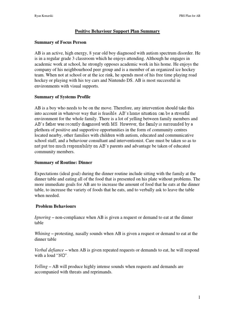 Positive Behavior Support for AB | PDF | Autism | Reinforcement