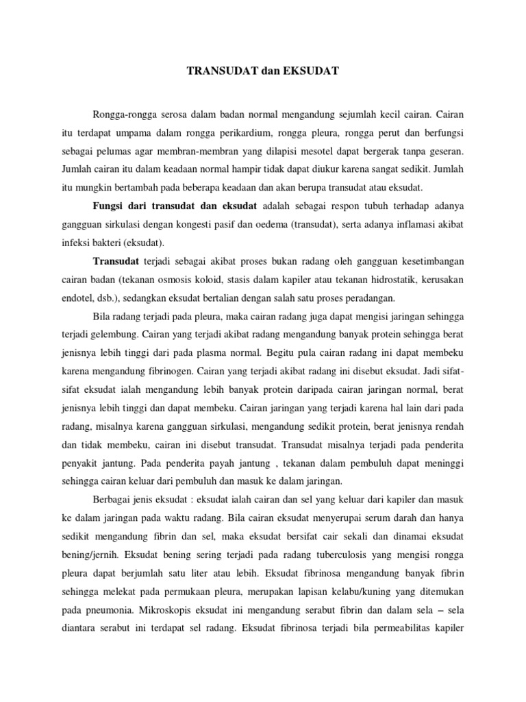 Transudat Dan Eksudat | PDF