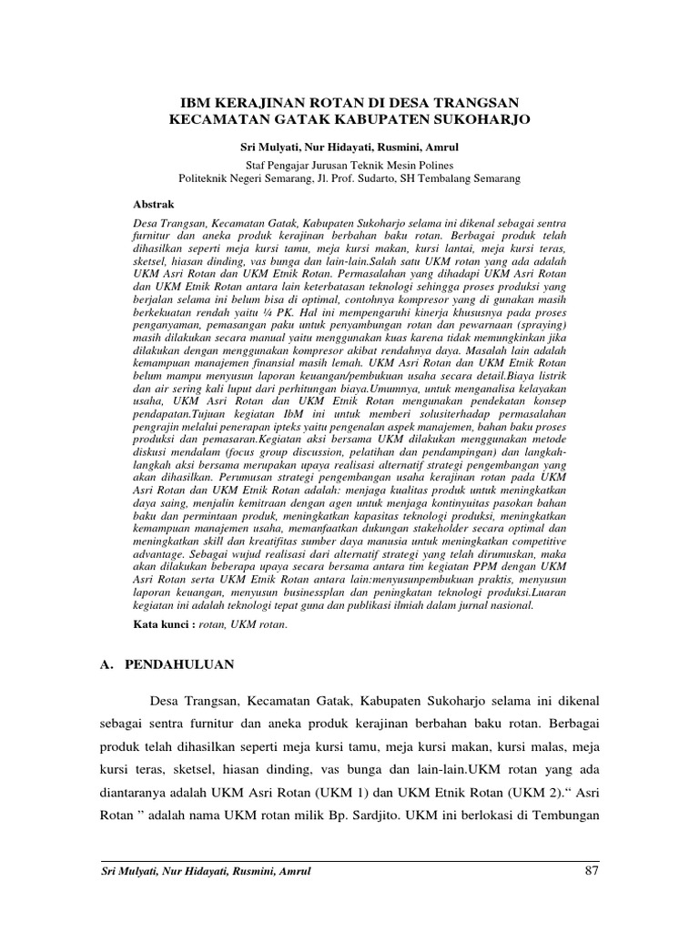 IbM Kerajinan Rotan di Desa Trangsan Kecamatan Gatak IbM Kerajinan Rotan di Desa Trangsan Kecamatan Gatak