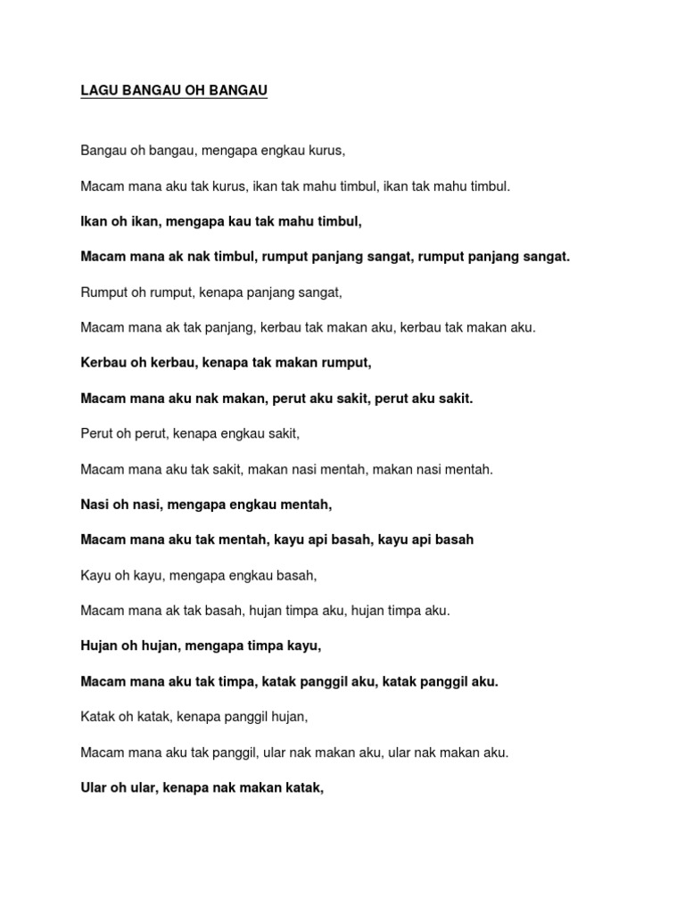 Lagu Bangau Oh Bangau Pdf