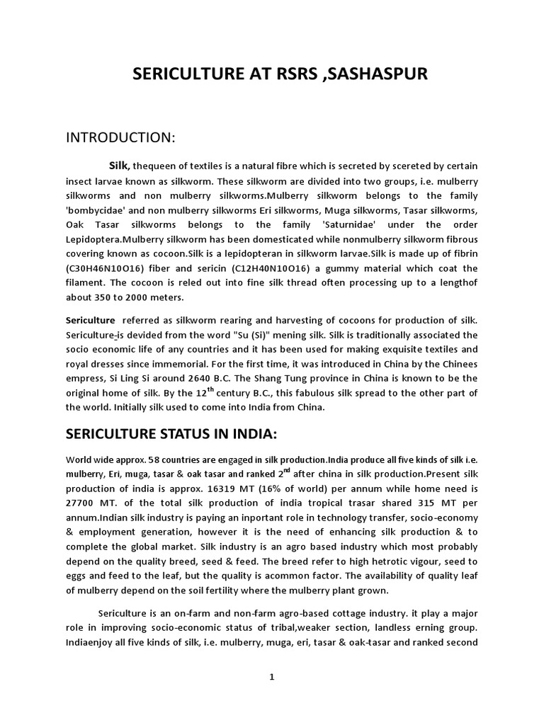 Sericulture Priject PDF Silk Disinfectant