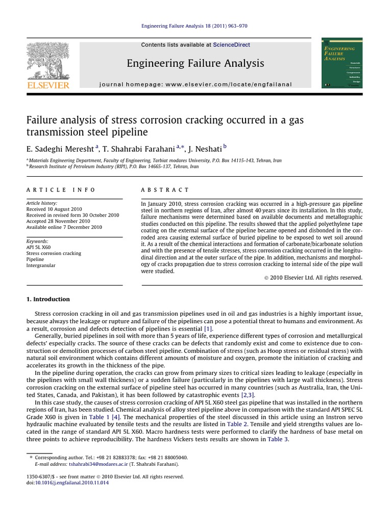 Failure Analysis of Stress Corrosion Cracking Occurred in A Gas | PDF ...