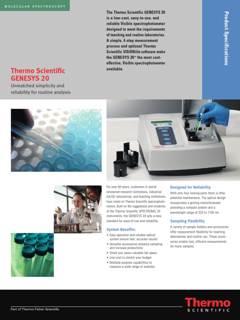 Guide Manual of Spectrophotometer Genesys 20 PDF Spectrophotometry Radiation